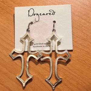 Dogeared silver cross earrings